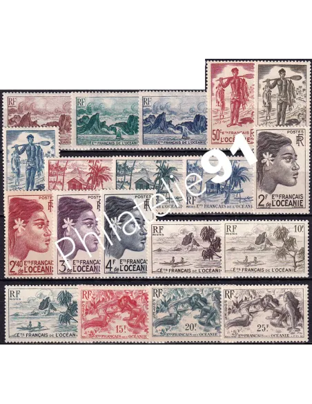 Océanie, n° 182 à 200 charnière, collection timbres des colonies françaises