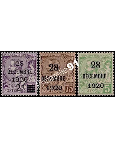 Timbres n° 48 à 50  de Monaco, collection timbres Monaco
