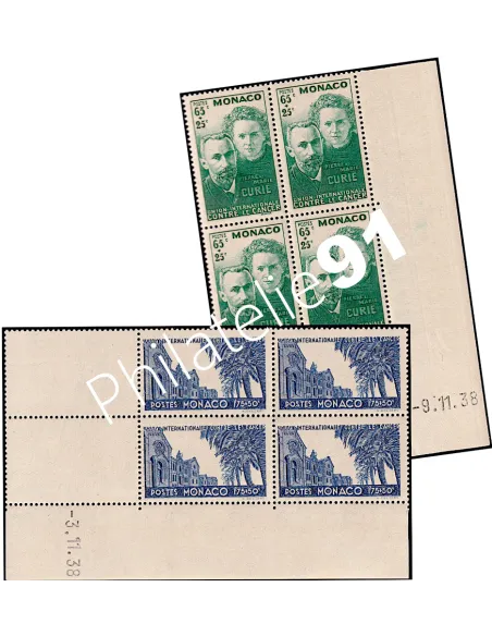 Monaco, n° 167 et 168 en coins datés, Collection timbres Monaco