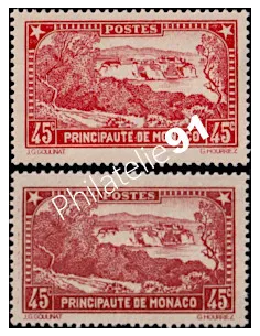 Monaco, n°123 et 123a, variété rouge-brique, collection timbres Monaco