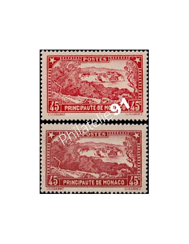 Monaco, n°123 et 123a, variété rouge-brique, collection timbres Monaco