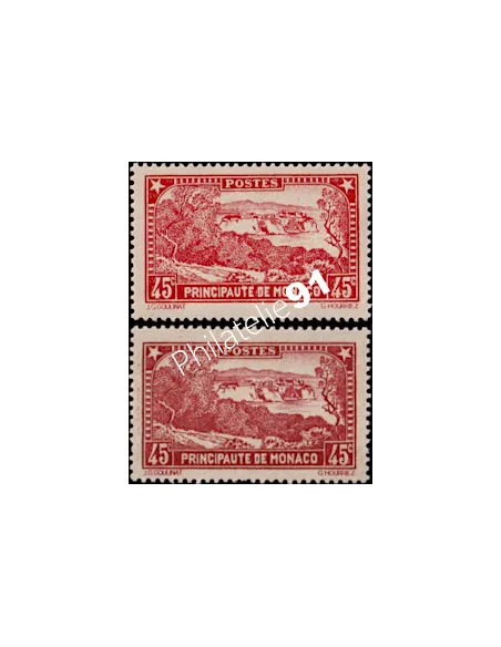 Monaco, n°123 et 123a, variété rouge-brique, collection timbres Monaco