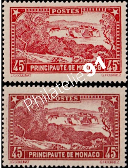 Monaco, n°123 et 123a, variété rouge-brique, collection timbres Monaco