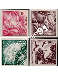 MONACO P.A. n° 55 à 58, Oiseaux, essais de couleurs, timbres de Monaco