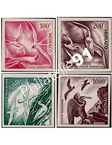 MONACO P.A. n° 55 à 58, Oiseaux, essais de couleurs, timbres de Monaco