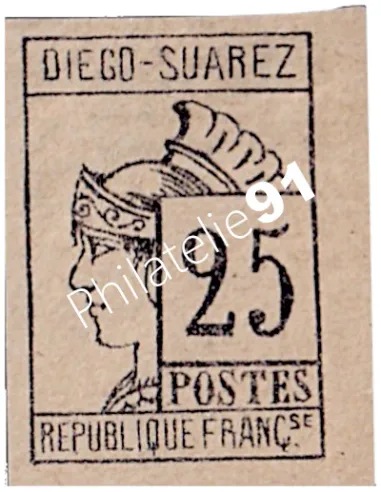 Timbre de DIEGO-SUAREZ n° 9, signé, collection timbres des colonies