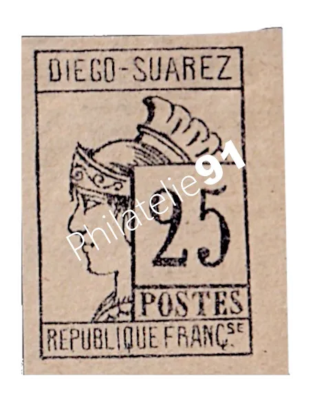 Timbre de DIEGO-SUAREZ n° 9, signé, collection timbres des colonies