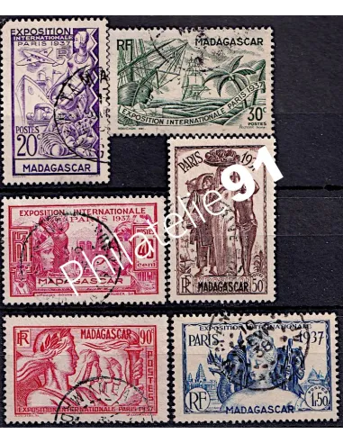 exposition internationale de 1937 timbres de Madagascar 193 à 198