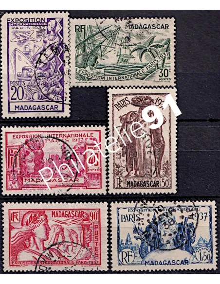 exposition internationale de 1937 timbres de Madagascar 193 à 198