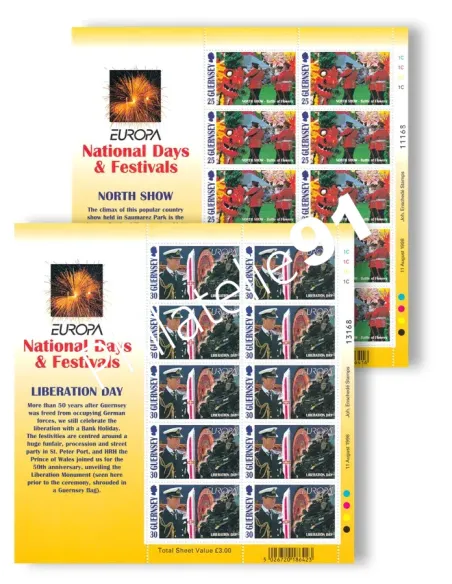 Guernesey, n° 793 à 794, 2 feuilles, collection timbres Europa