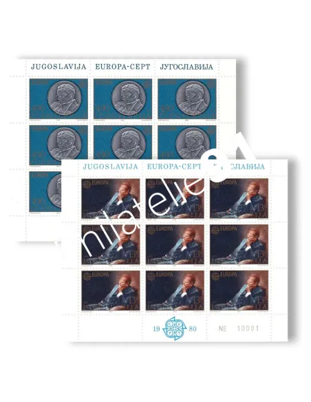 Yougoslavie, n° 1711 à 1712, 2 feuilles, collection timbres Europa