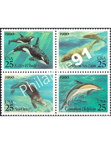 États-Unis, n° 1917 à 1920 neufs, bloc de 4, collection timbres Monde