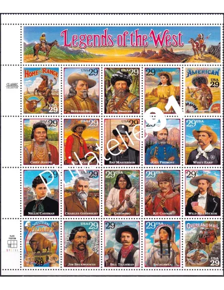 États-Unis, n° 2291 à 2310 neufs, en feuille, collection timbres Monde