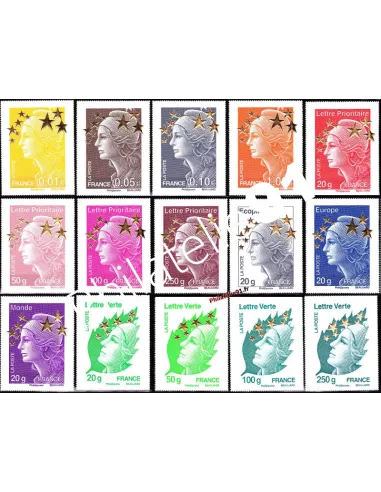 4662A à Q Série de 15 maxi-Marianne Etoiles d'Or Timbres de France