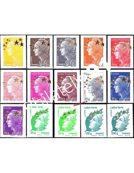 4662A à Q Série de 15 maxi-Marianne Etoiles d'Or Timbres de France