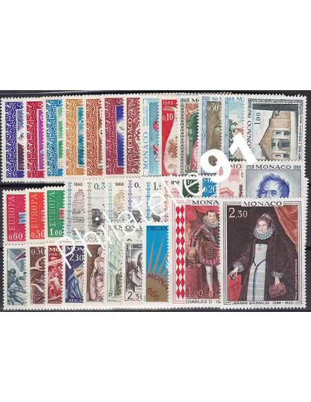 Monaco, Année complète1968, collection timbres Monaco