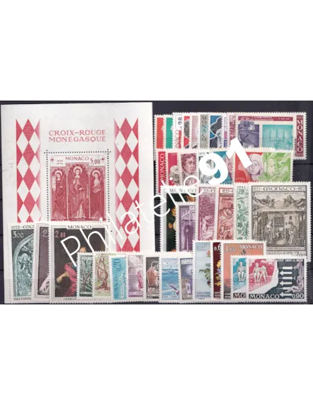 Année complète de timbres de Monaco - Année 1973 - Neuve