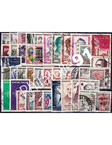 Année complète de timbres de France 1959 - Oblitérée