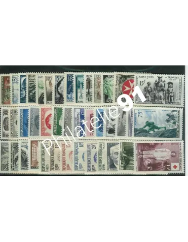 Année complète de timbres de France 1956 -  Timbres neufs avec charnières