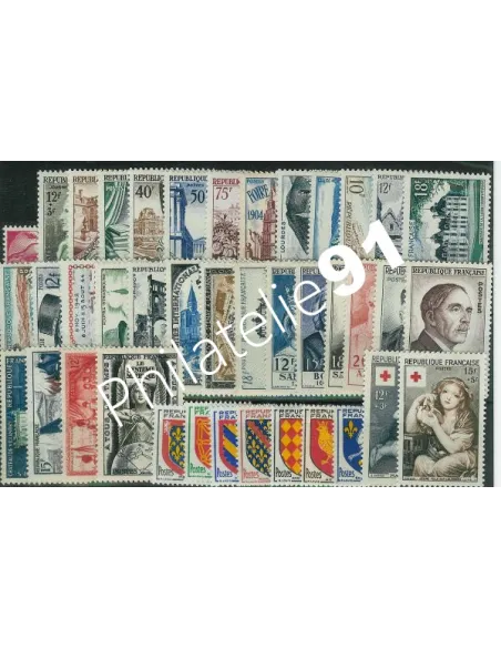 Année complète de timbres de France 1954, collection timbres de France