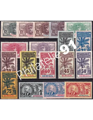 SÉNÉGAL, n° 30 à 46 charnière, collection timbres colonies françaises