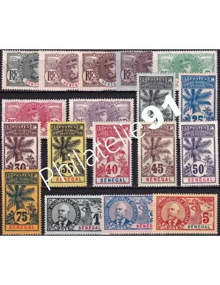 SÉNÉGAL, n° 30 à 46 charnière, collection timbres colonies françaises