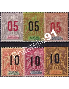 SÉNÉGAL, n° 47 à 52 charnière, collection timbres colonies françaises