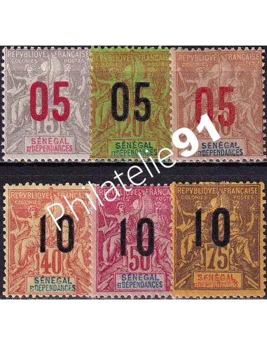 SÉNÉGAL, n° 47 à 52 charnière, collection timbres colonies françaises