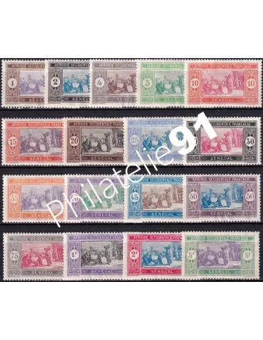 SÉNÉGAL, n° 53 à 69 charnière, collection timbres colonies françaises