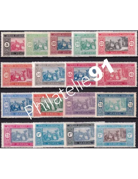 SÉNÉGAL, n° 72 à 86 charnière, collection timbres colonies françaises