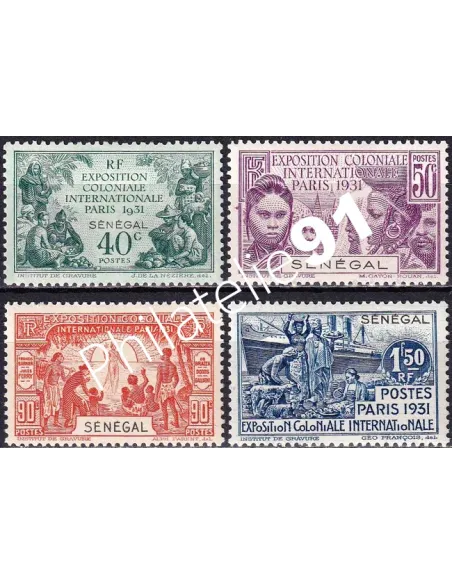 SÉNÉGAL, n° 110 à 113 charnière, timbres colonies françaises