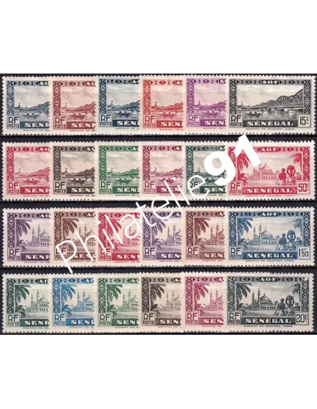 SÉNÉGAL, n° 114 à 137 charnière, timbres colonies françaises