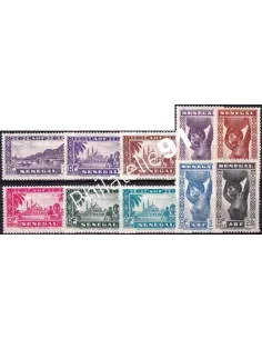 SÉNÉGAL, n° 160 à 169 charnière, timbres colonies françaises