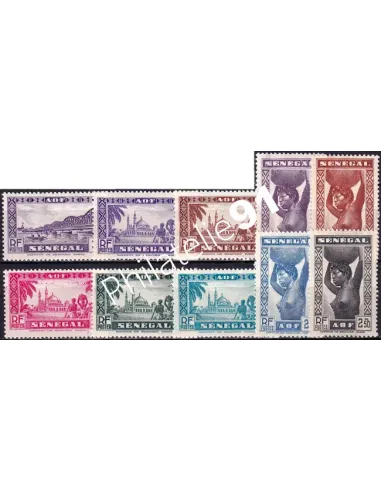 SÉNÉGAL, n° 160 à 169 charnière, timbres colonies françaises