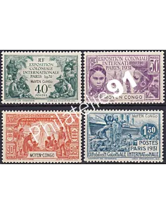 Moyen-Congo n° 109 à 112, Collection timbres Colonies Françaises
