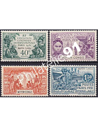 Moyen-Congo n° 109 à 112, Collection timbres Colonies Françaises