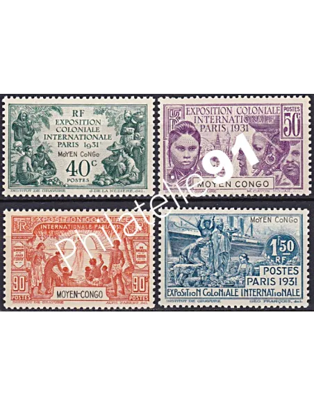 Moyen-Congo n° 109 à 112, Collection timbres Colonies Françaises
