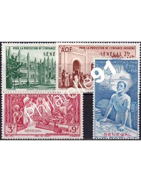 SÉNÉGAL, PA n° 18 à 21 charnière, timbres colonies françaises