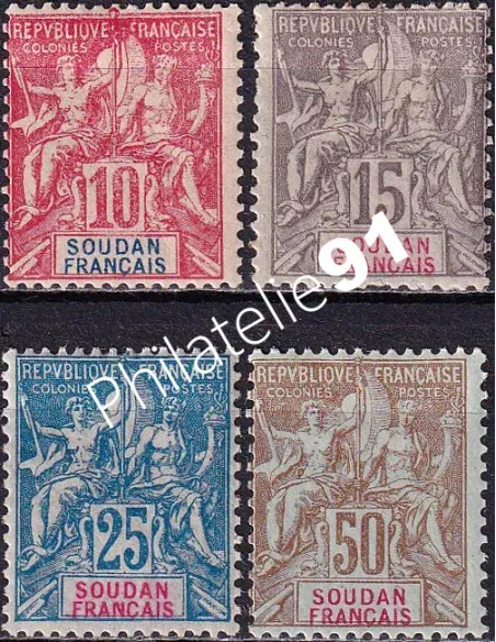 SOUDAN, n° 16 à 19 charnière, timbres des colonies françaises