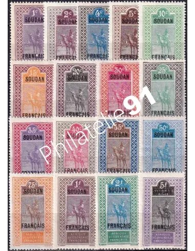 SOUDAN, n° 20 à 36 charnière, timbres des colonies françaises