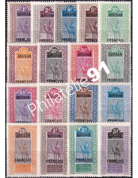 SOUDAN, n° 20 à 36 charnière, timbres des colonies françaises