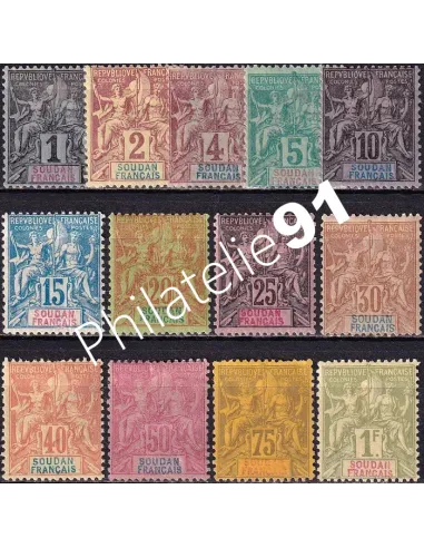 SOUDAN, n° 3 à 15 charnière, timbres des colonies françaises