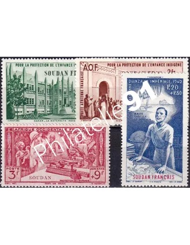 SOUDAN, PA n° 6 à 9 charnière, timbres des colonies françaises
