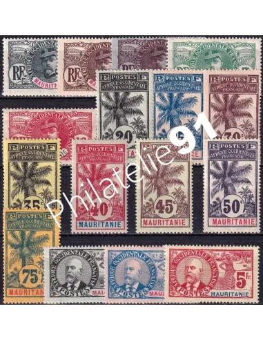 Mauritanie, n° 1 à 16 charnière, timbres Colonies françaises