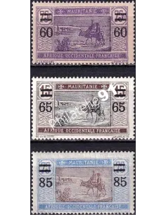 Mauritanie, n° 36 à 38 charnière, timbres Colonies françaises