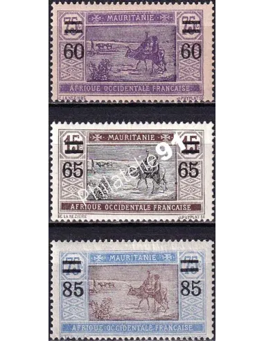 Mauritanie, n° 36 à 38 charnière, timbres Colonies françaises