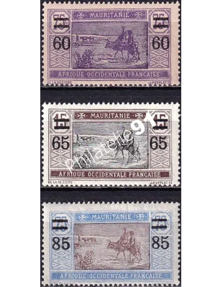 Mauritanie, n° 36 à 38 charnière, timbres Colonies françaises