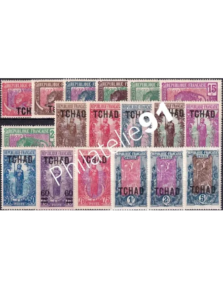 TCHAD, n° 1 à 18 charnière, timbres colonies françaises