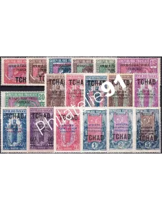 TCHAD, n° 19 à 36 charnière, timbres colonies françaises