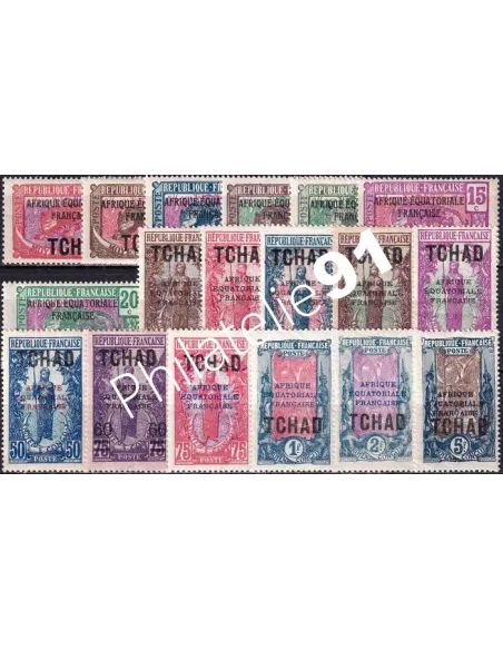 TCHAD, n° 19 à 36 charnière, timbres colonies françaises